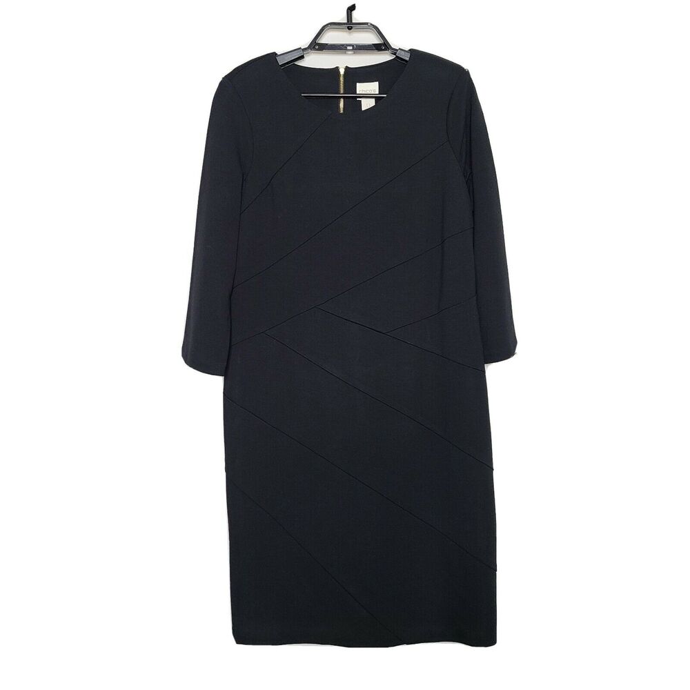Chicos Dress Sheath Career Cocktail Small Black
